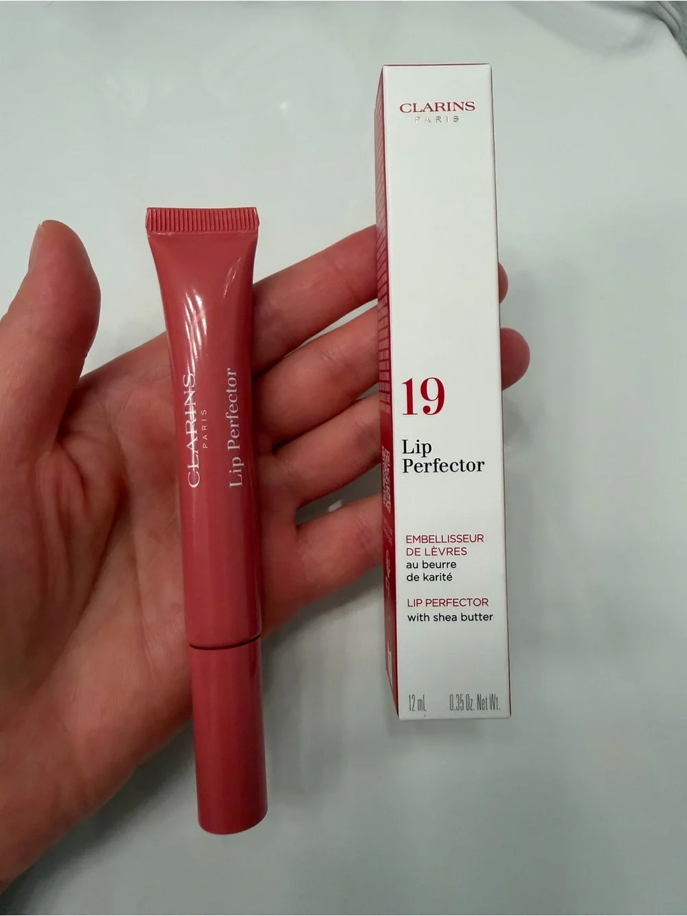Clarins Lip Perfector #19 Intense Smoky Rose (Full Size, 12mL/0.35oz) NWT